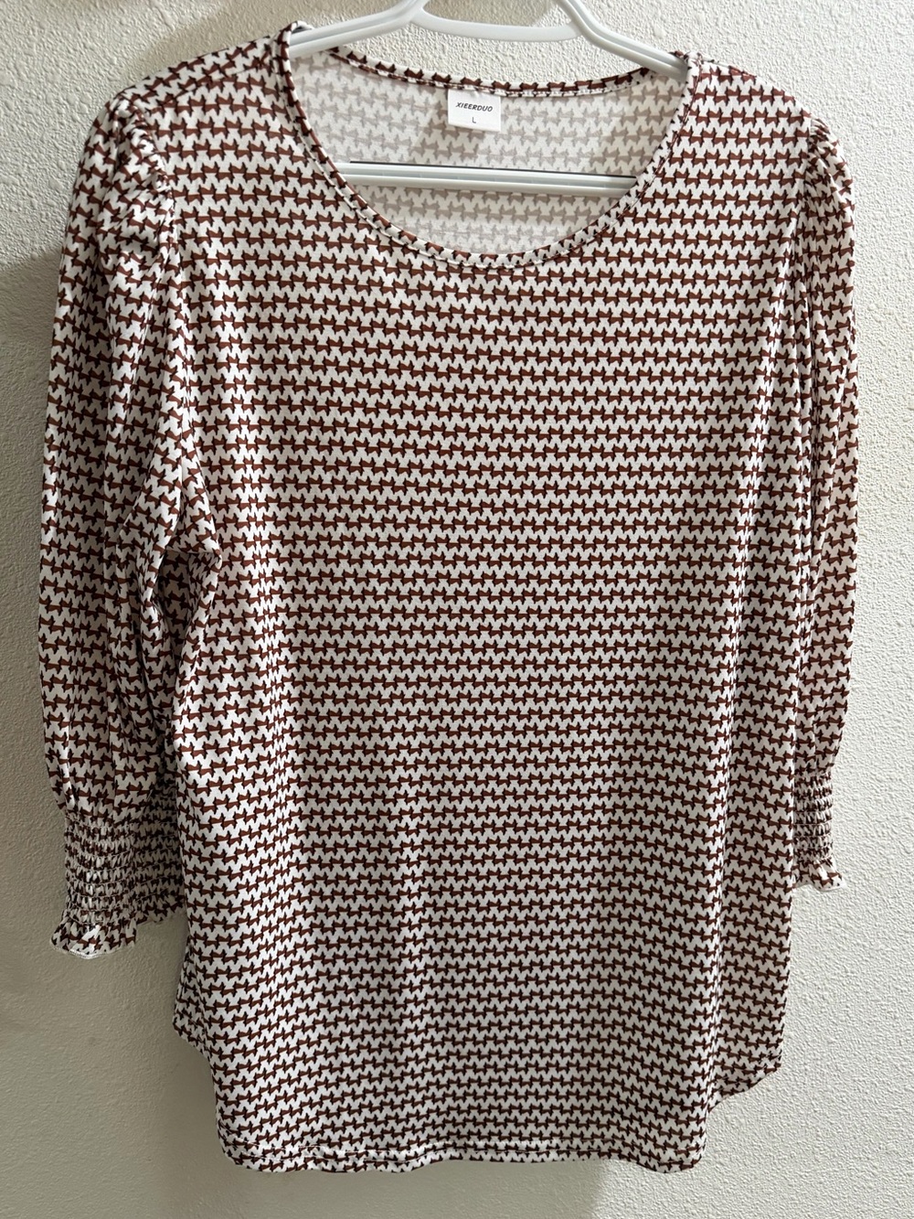 Brown & White Patterned Scoop Neck Tunic